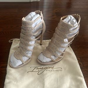 Vince Camuto suede and bedazzled heels